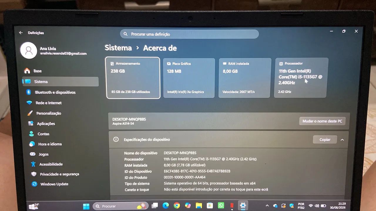 Acer Aspire 5 com i5 de 11ª Geração (1135G7) - Foto 3