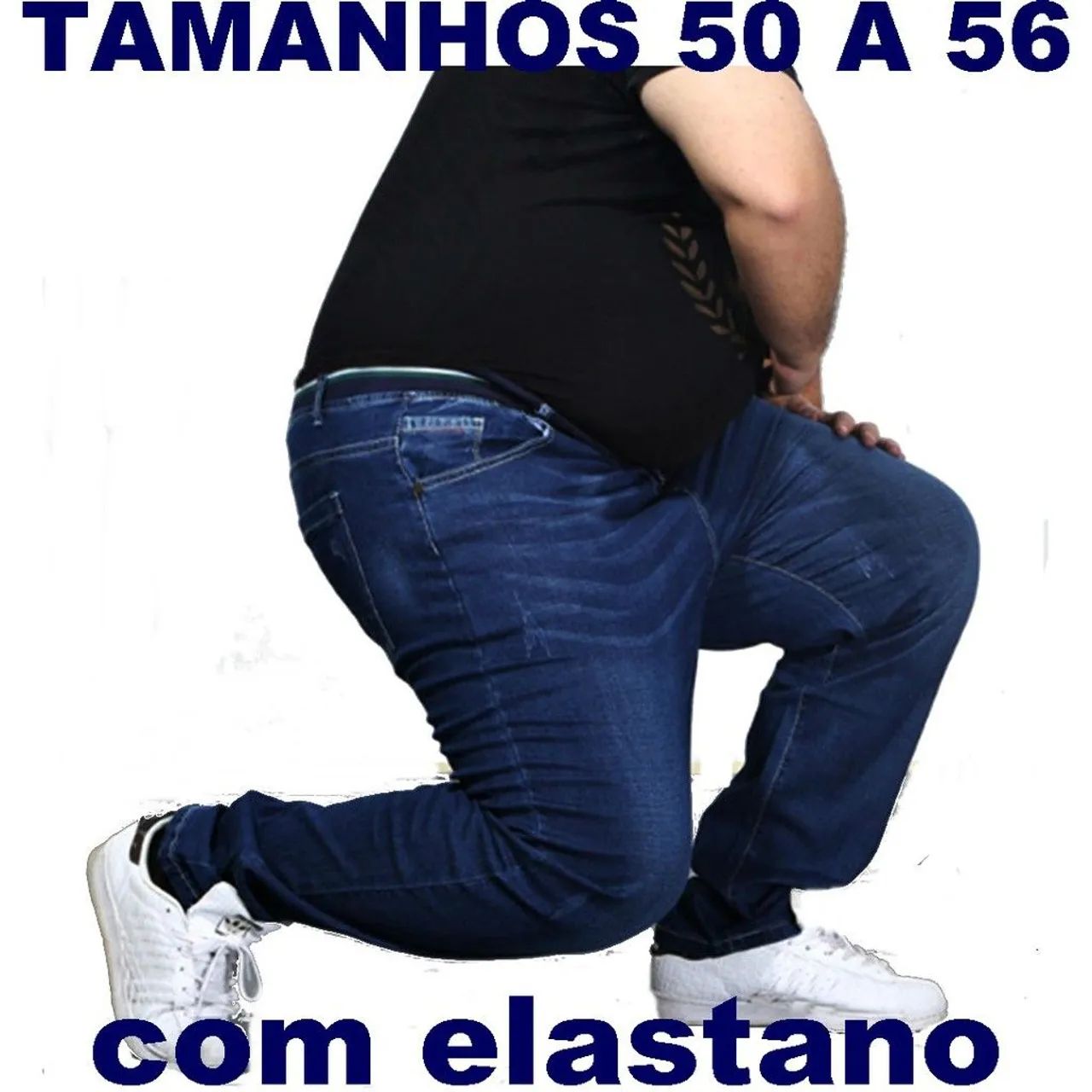 Calça jeans masculina plusize 
