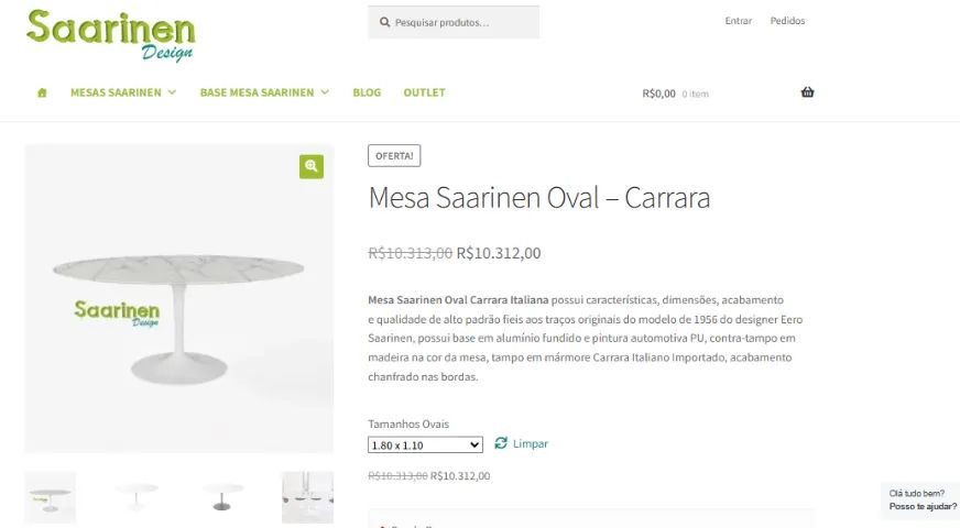 Mesa Saarinen Oval - Carrara 180x110 - Foto 2