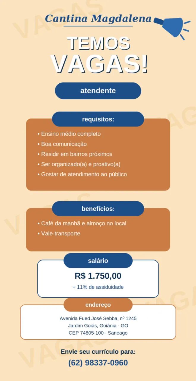 VAGA DE ATENDENTE 