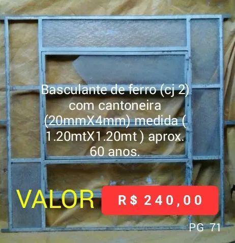 BASCULANTE DE FERRO ANTIGA USADA  ( 1.20 mt X 1.20 MT) EM BOM ESTADO DE CONSERVAÇÃO 