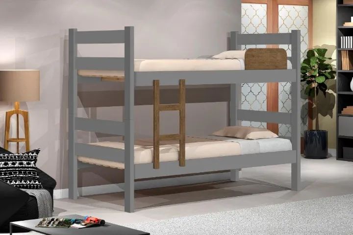 Cama Beliche em MDF Com escada e barra de proteção. Entrega grátis. - Foto 3