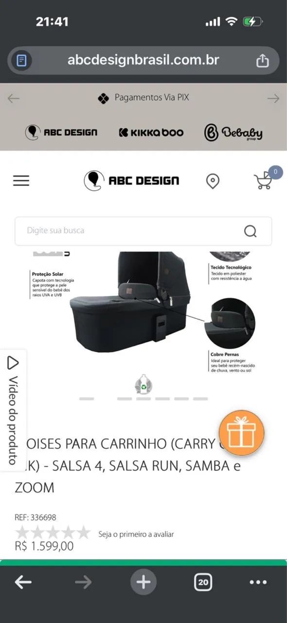 Título: Carrinho ABC Design Samba Diamond Asphalt - Completo (3 em 1) - Foto 3