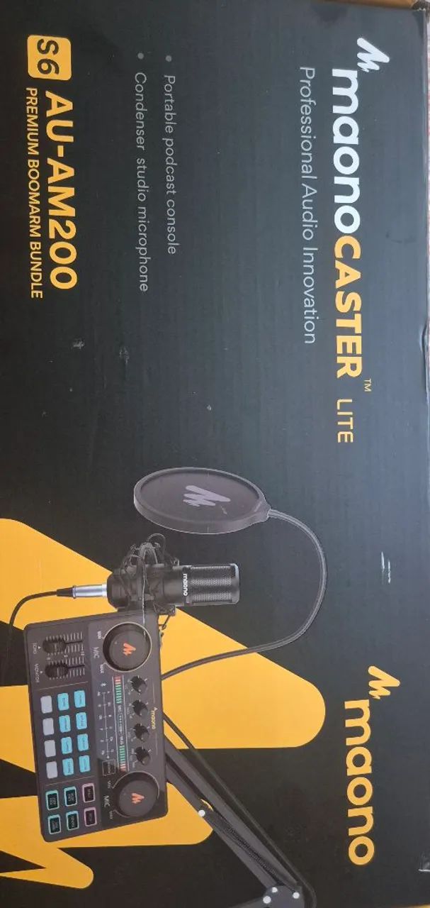 Mixer estúdio de Podcast MAONOCASTER S6 AU-AM200 LITE - Microfones