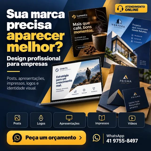Criação visual para empresas | Logos, posts, catálogos e apresentações