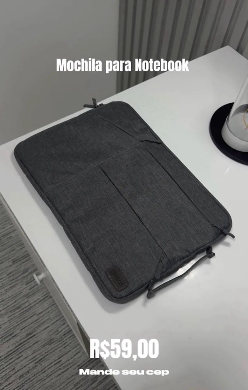 Capa / Pasta Executiva Protetora para Notebook com Bolsos - Cinza