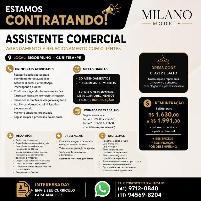 Vaga: Assistente Comercial | Agendamento e Relacionamento com Clientes
