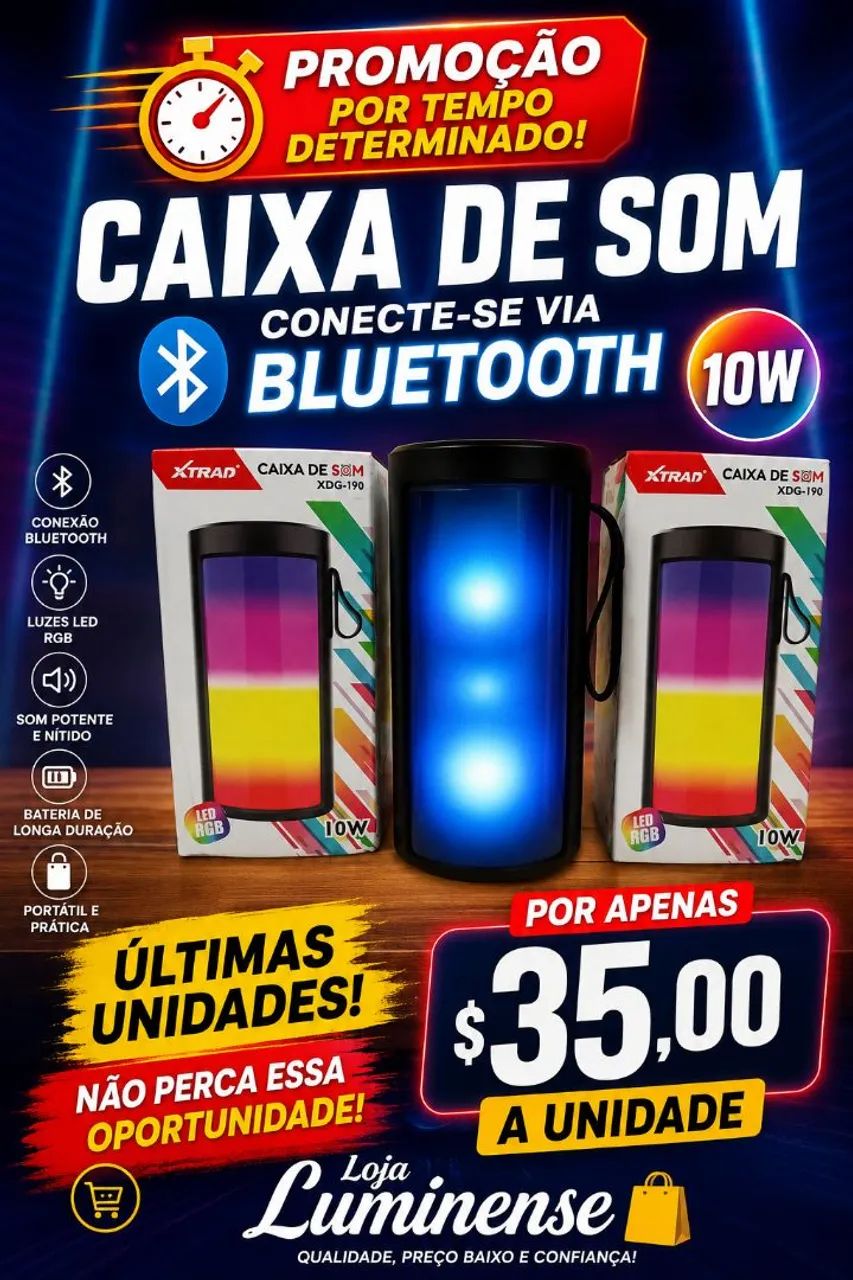 Caixa de som via Bluetooth 