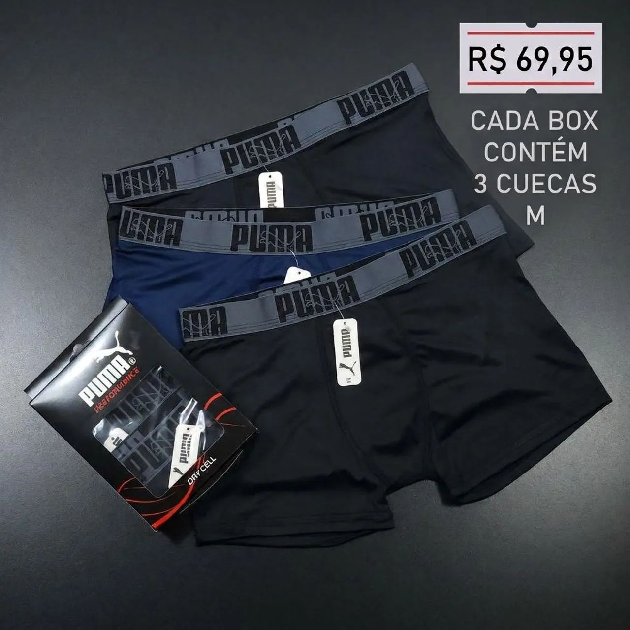 3 cuecas Puma alta performance Premium 