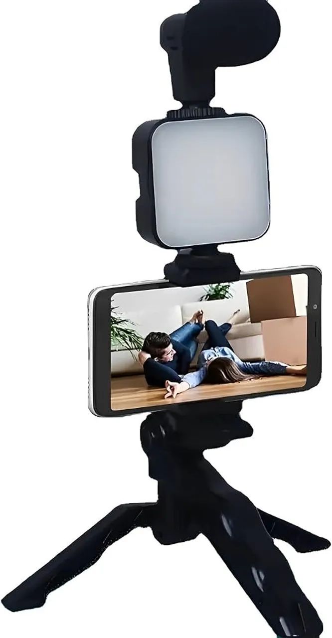 Tripé Suporte de Celular Com Led Kit de Gravação Completo - Com Microfone - Foto 3