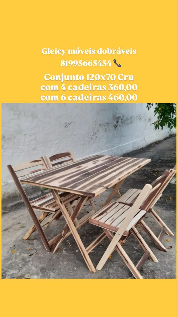 Conjunto dobrável 120x70 com 4 cadeiras  - Foto 3