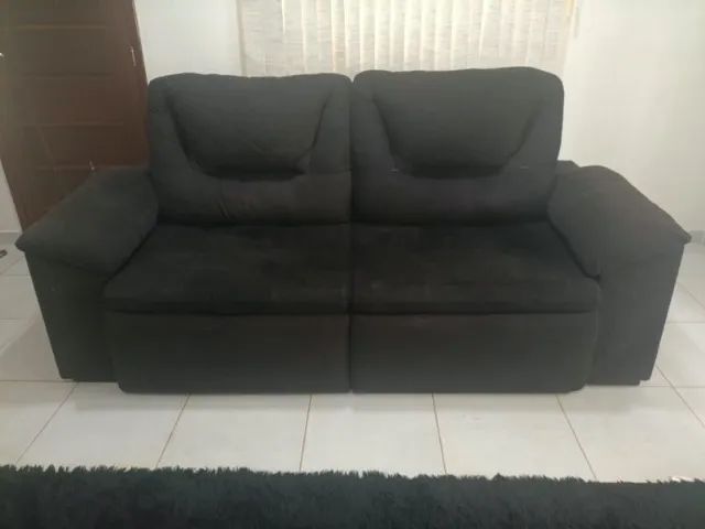 Sofá Retrátil e Reclinável Suede Preto 2 lugares - Foto 2