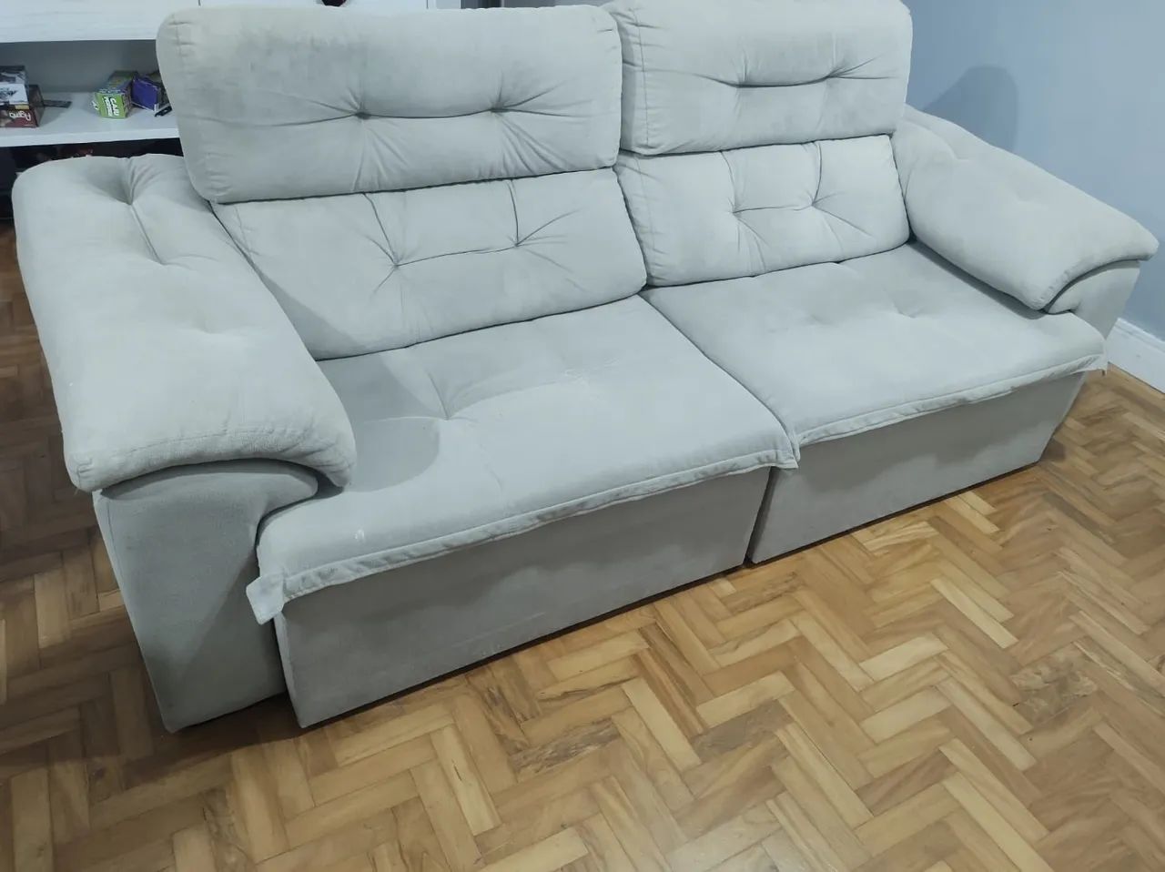 Sofa Bege retrátil e reclinável promoção