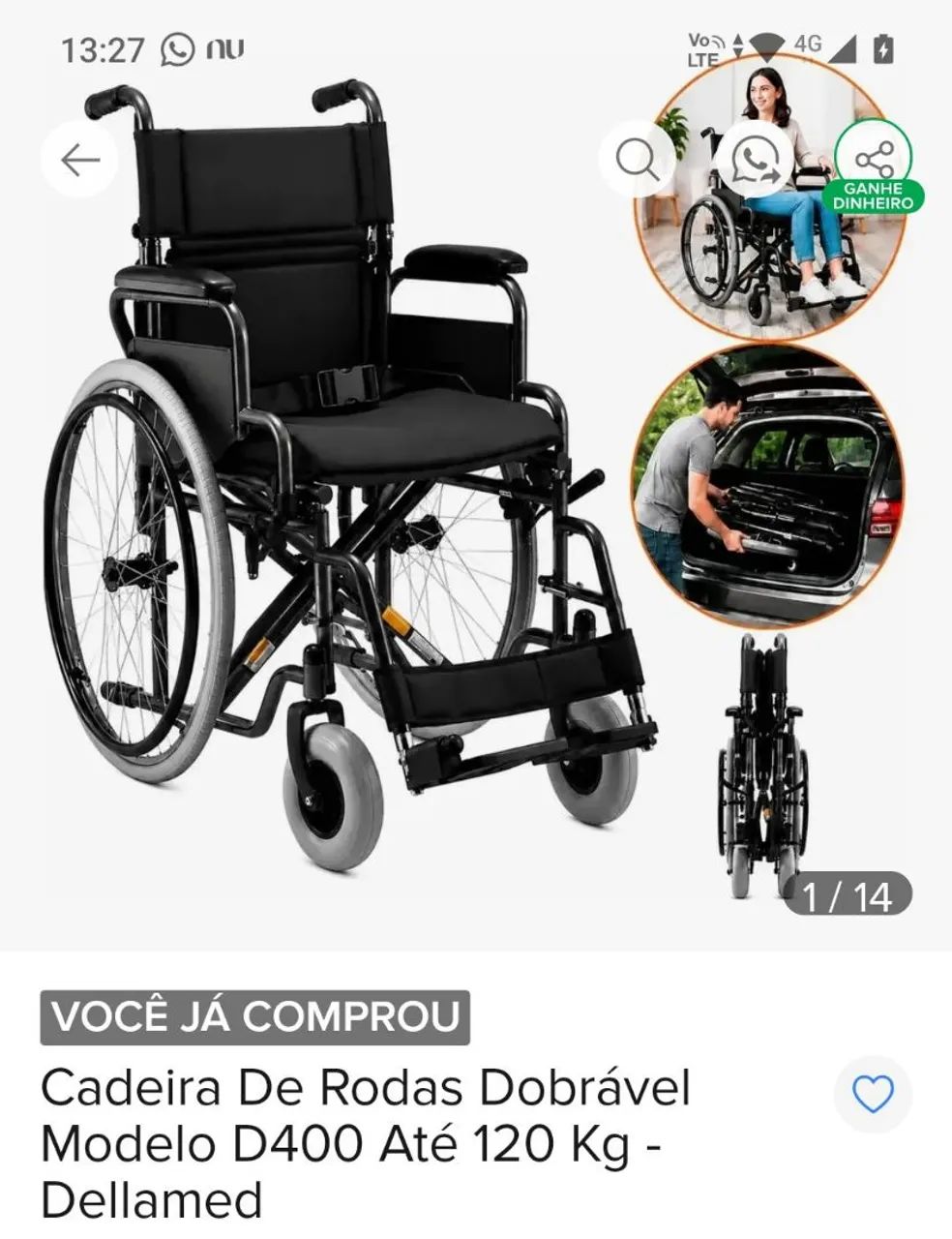 Cadeira de rodas seminova