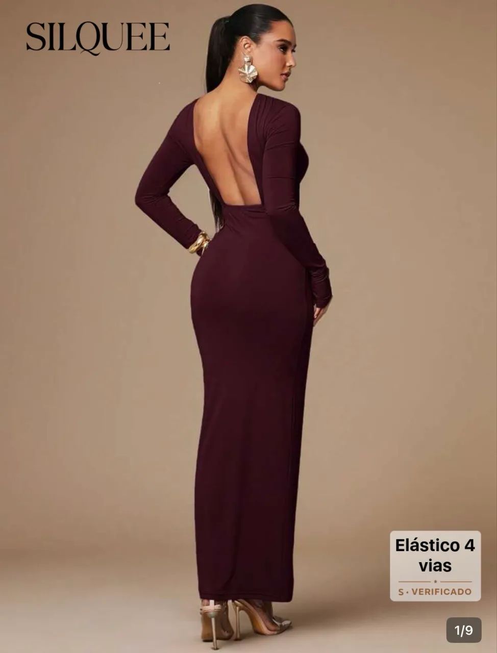 Vestido Marsala com costas nuas - Foto 2