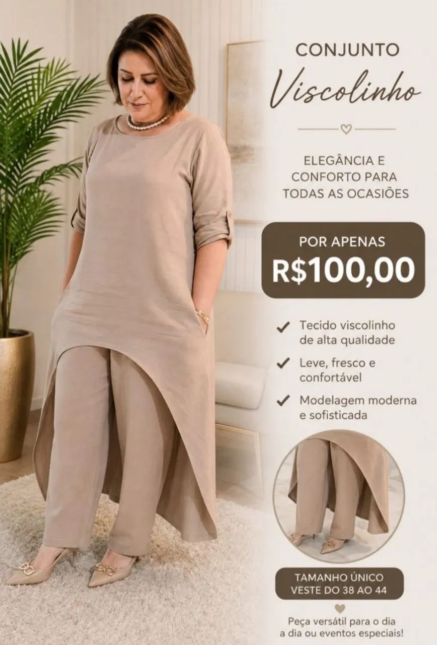 CONJUNTO VISCOLINHO,ELEGÂNCIA E CONFORTO PARA TODAS OCASIÕES 