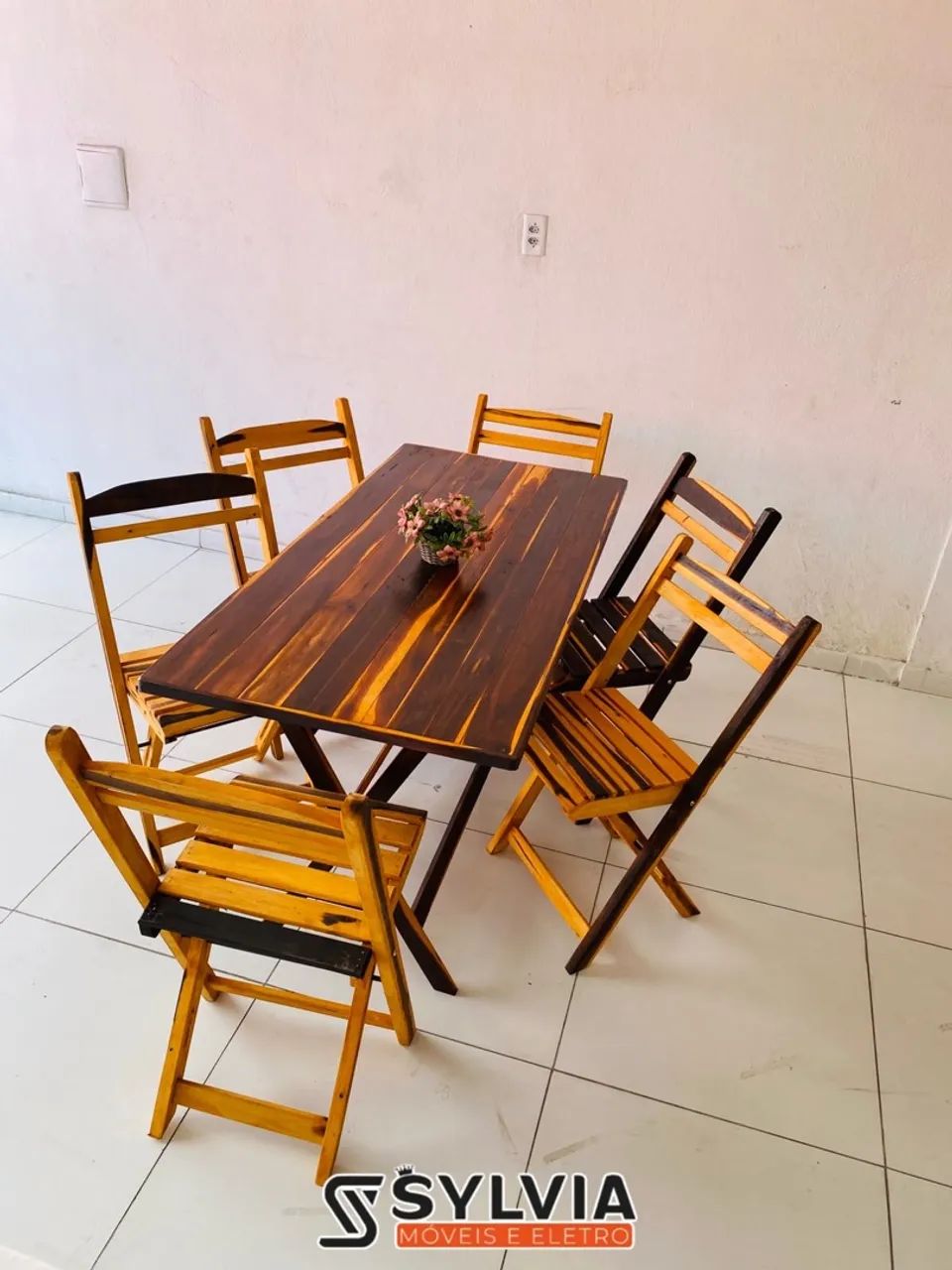 CONJUNTO 70x1,40 dobrável retangular envernizado  - Foto 2