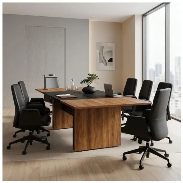 Mesa De Reunião Executiva Para Escritório Com Caixa De Tomadas Elegante 22012 - Foto 4