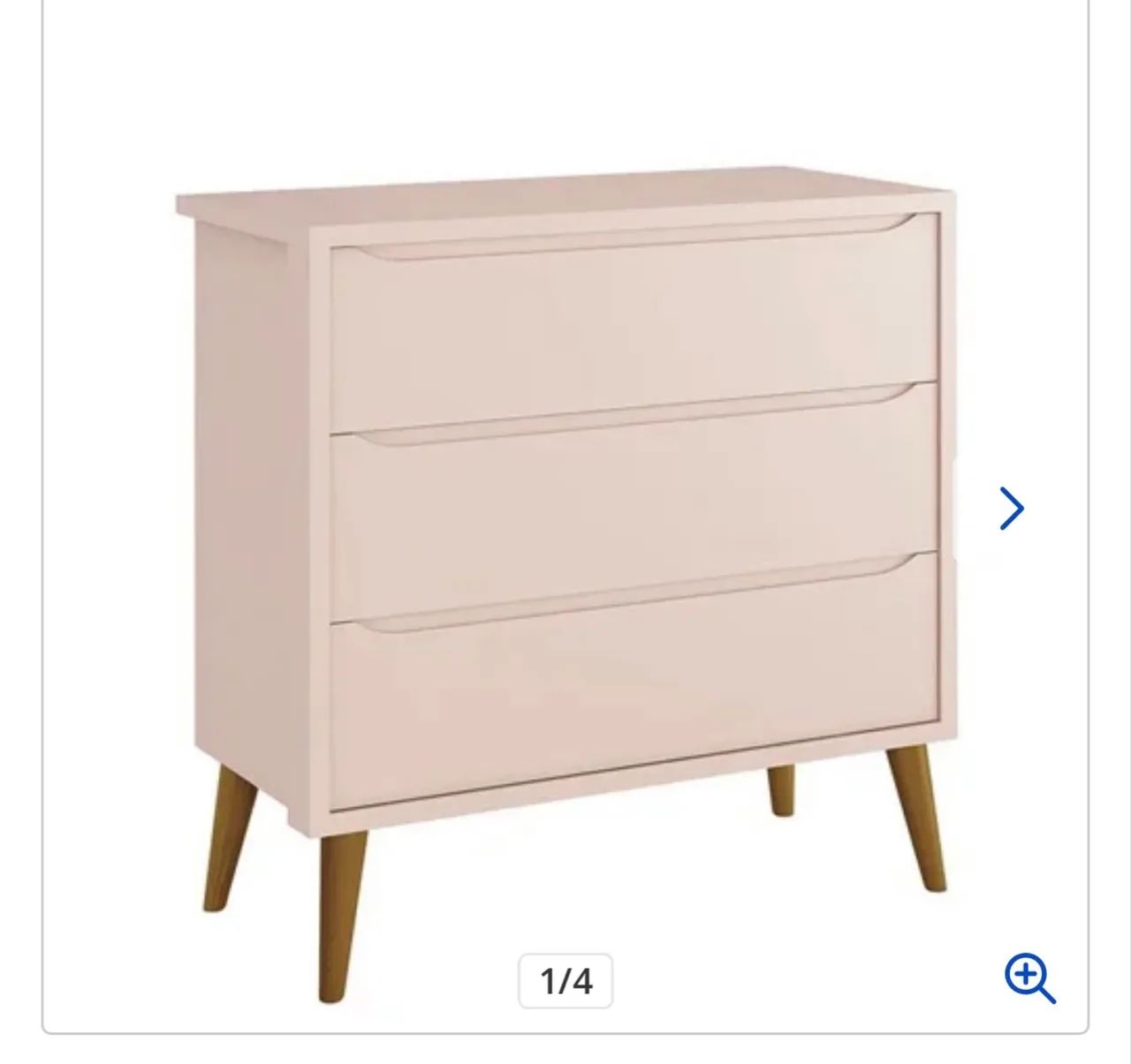 Cômoda rosa com 3 gavetas