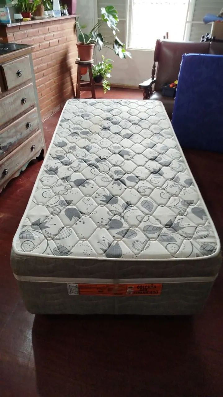 Cama box solteiro colchão conjugado 