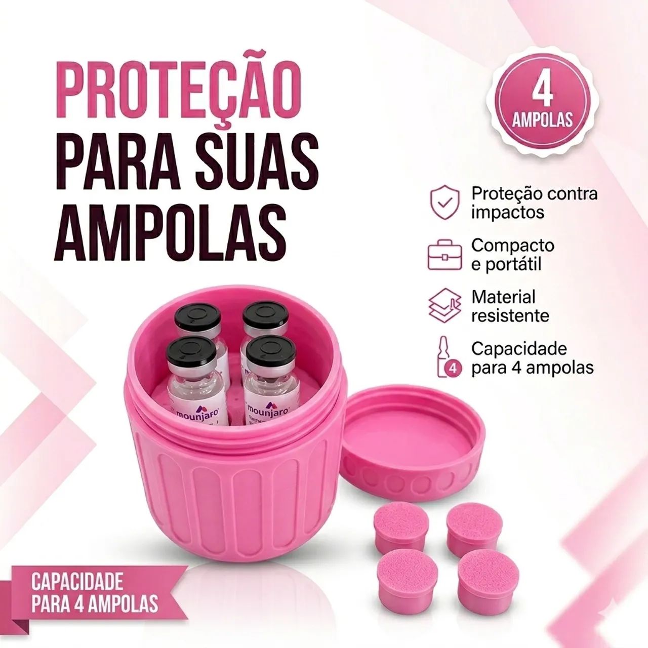 Porta Mounjaro (Ampolas 3 ml) + tampas de brinde - Foto 3