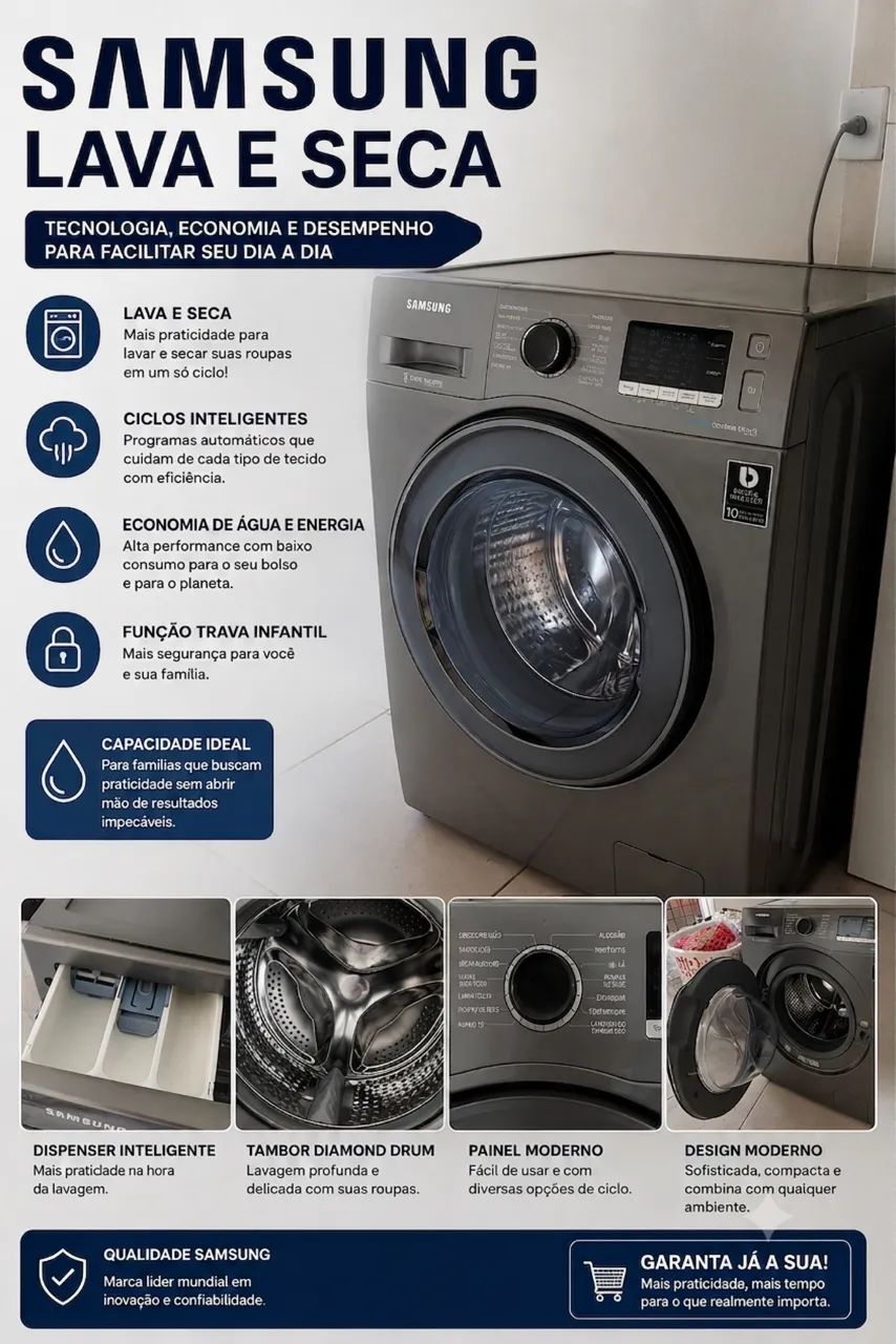 Lavadora e Secadora Samsung Digital Inverter 