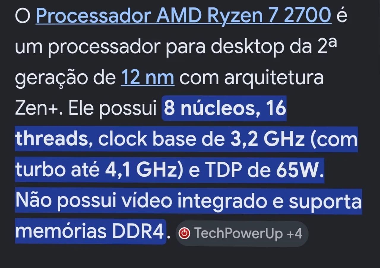 Processador AMD Ryzen 7  2700  impecável  - Foto 4
