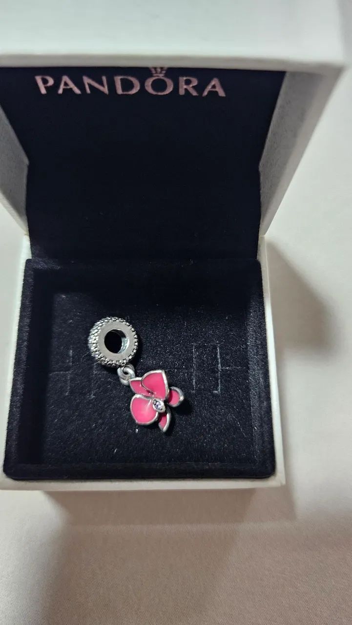 Charm original pandora orquídea flor rosa - Foto 2
