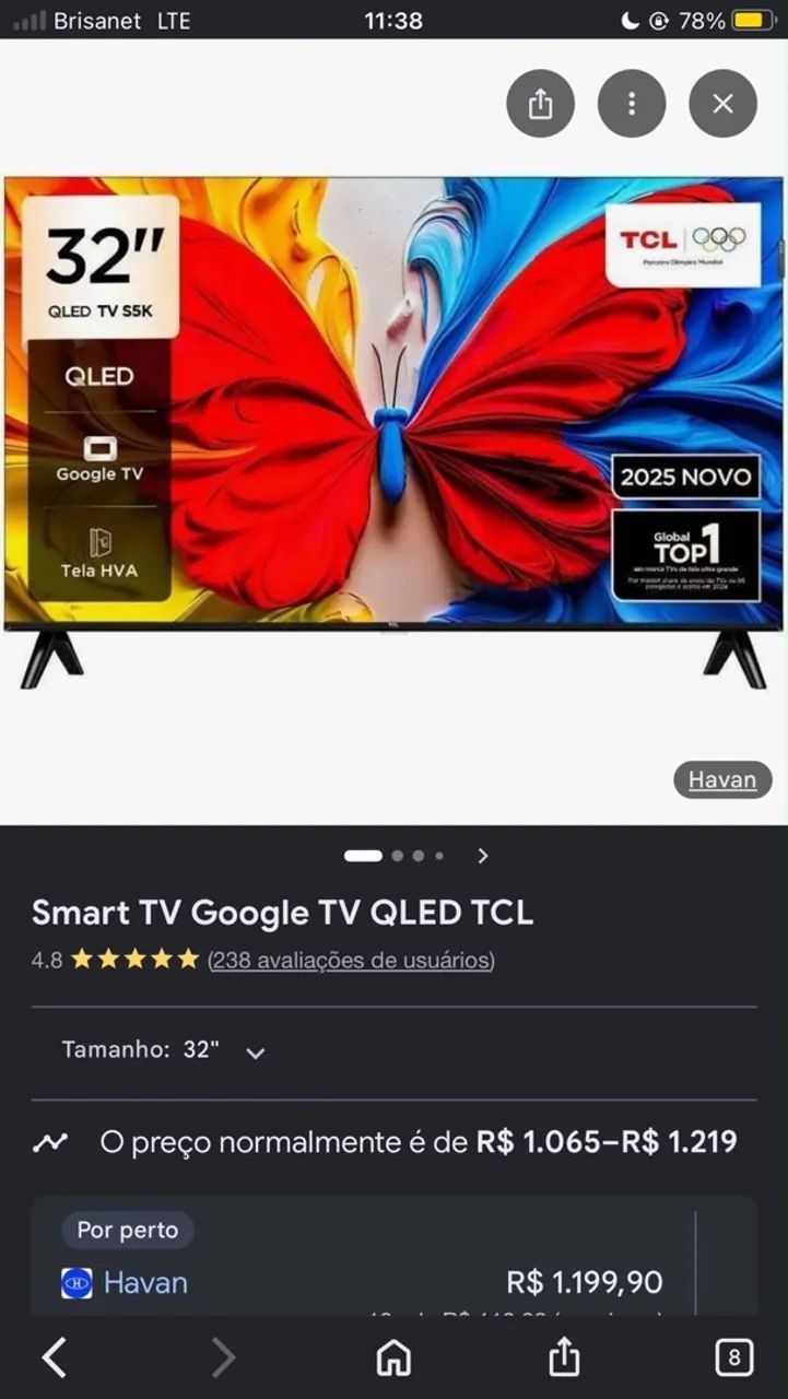 TV QLED TCL 32 Polegadas