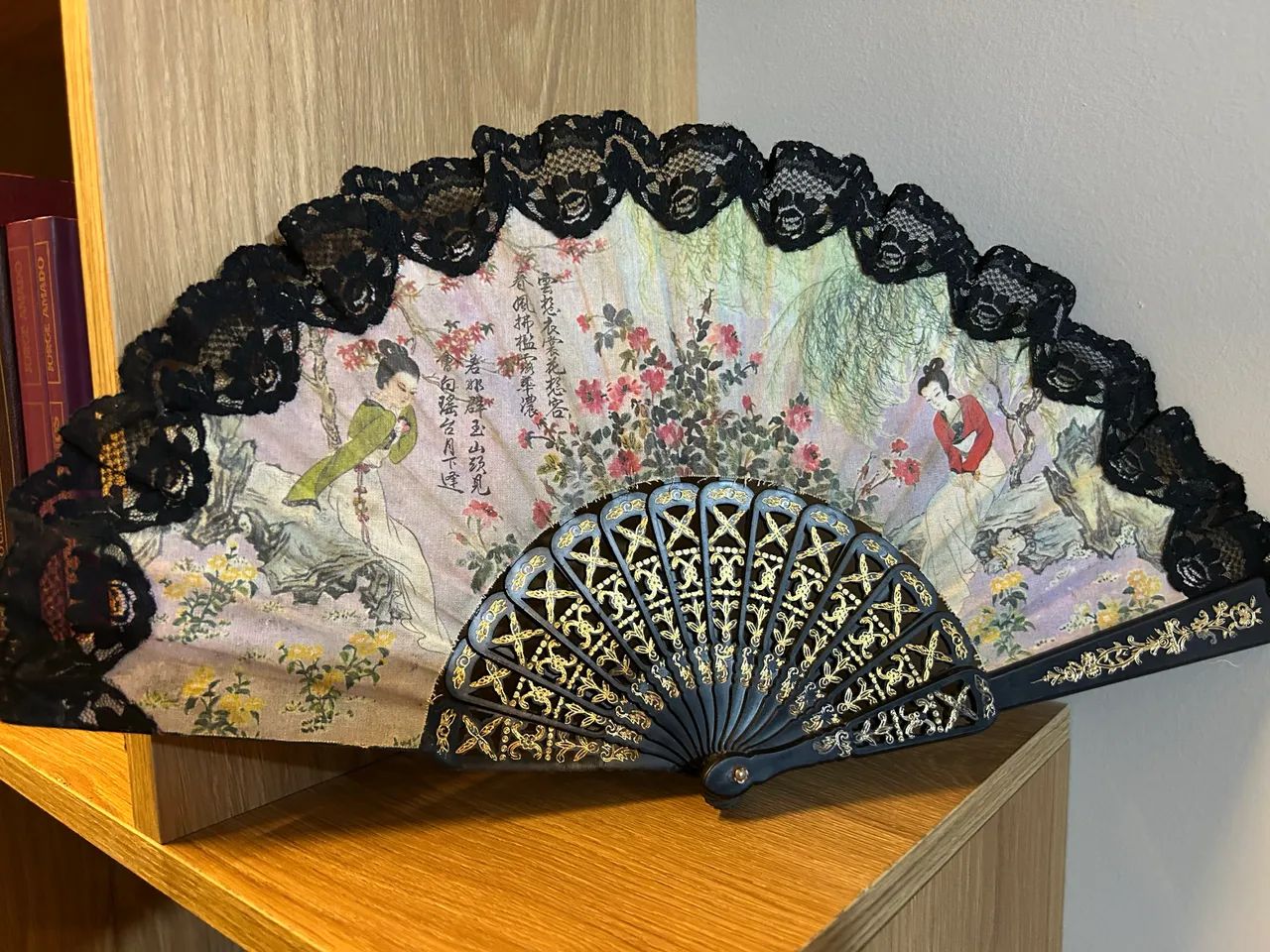 Antigo leque oriental 40 cm - Foto 2