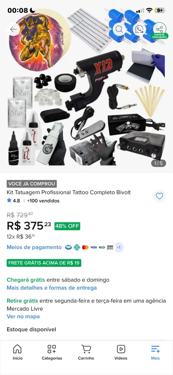 VENDE-SE KIT TATUAGEM PROFISSIONAL 