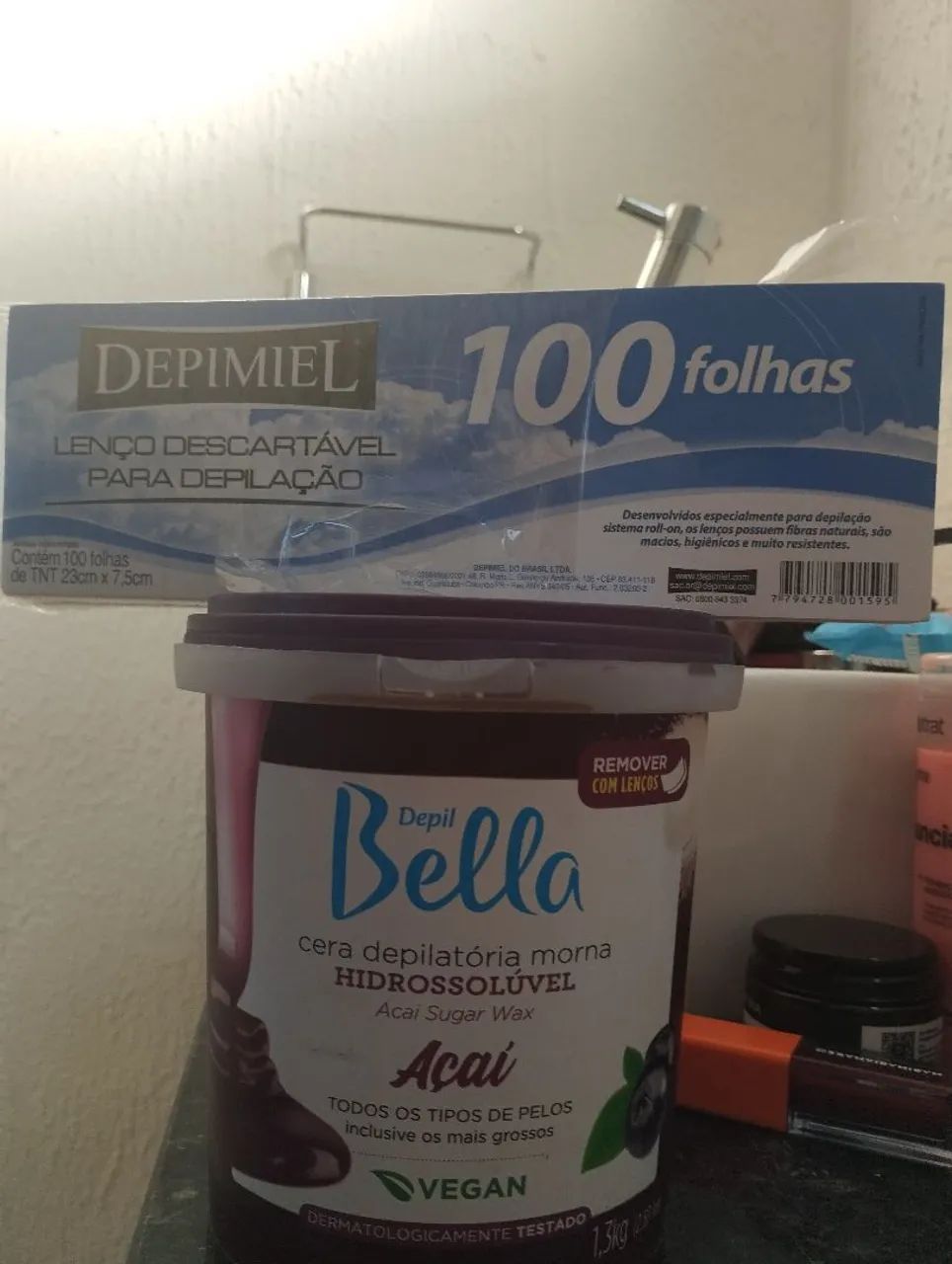 Cera depilatória de açaí + lenço descartável 