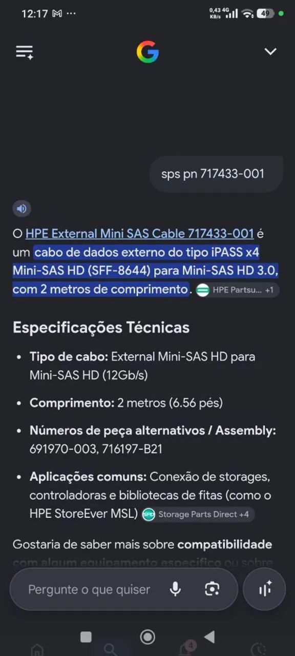HPE EXTERNAL mini sas Cable 717433-001 - Foto 2
