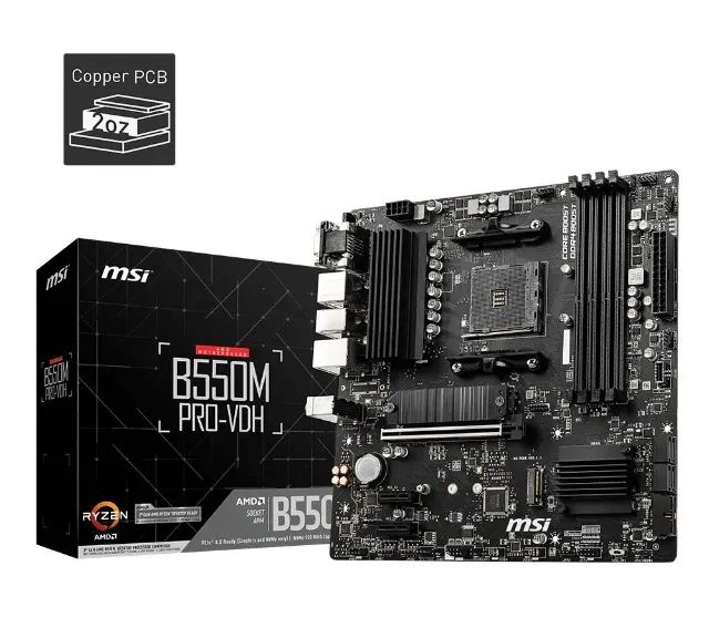 Placa Mãe AM4 B550 MSI PRO B550M PRO-VDH DDR4 Micro-ATX