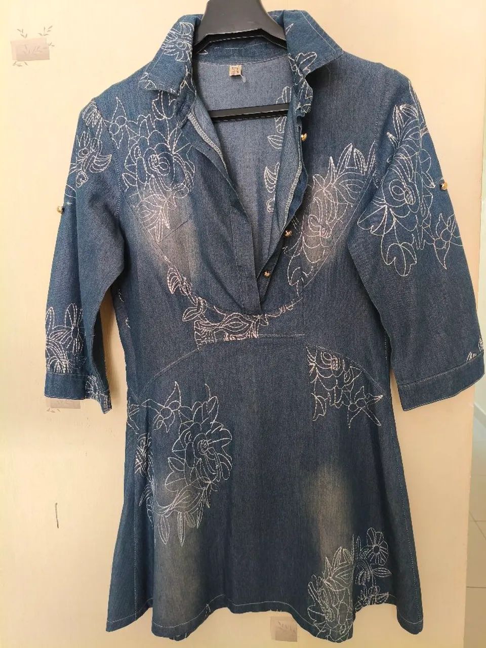 Vestido JEANS importado acinturado Tam 44 - Foto 2