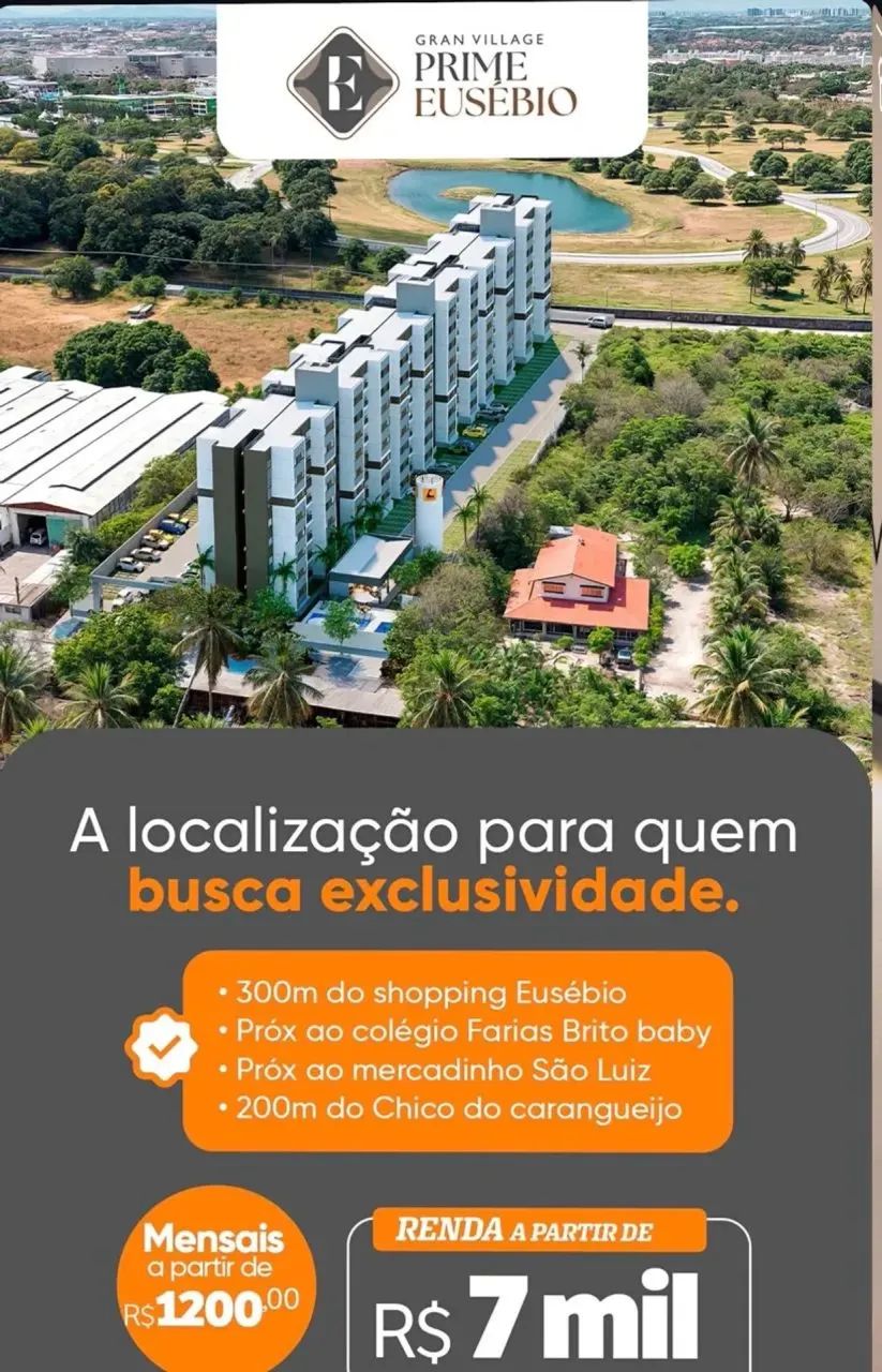 Gran Village Prime Eusébio, Lançamento, 57m2, 3 Qtos, 300m do Shopping Eusébio