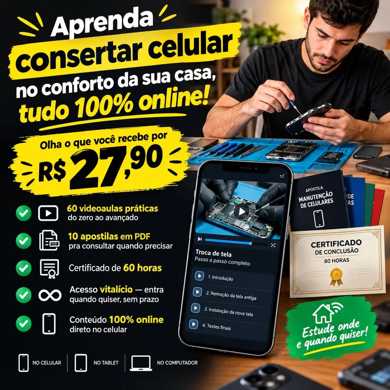 Curso completo conserto de celular