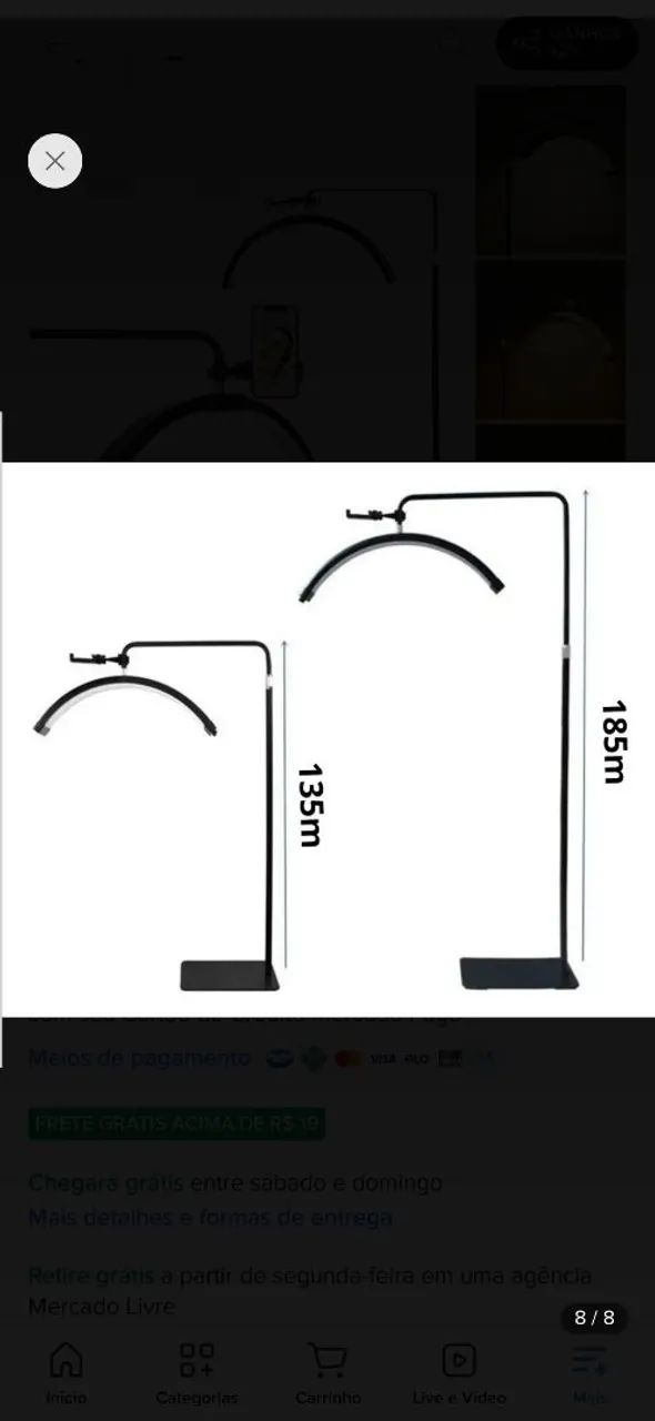 Luminária Arco Meia Lua Led Com base ajustável - Foto 4