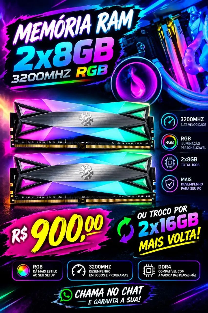 Memória ram 16gb xpg ddr4 