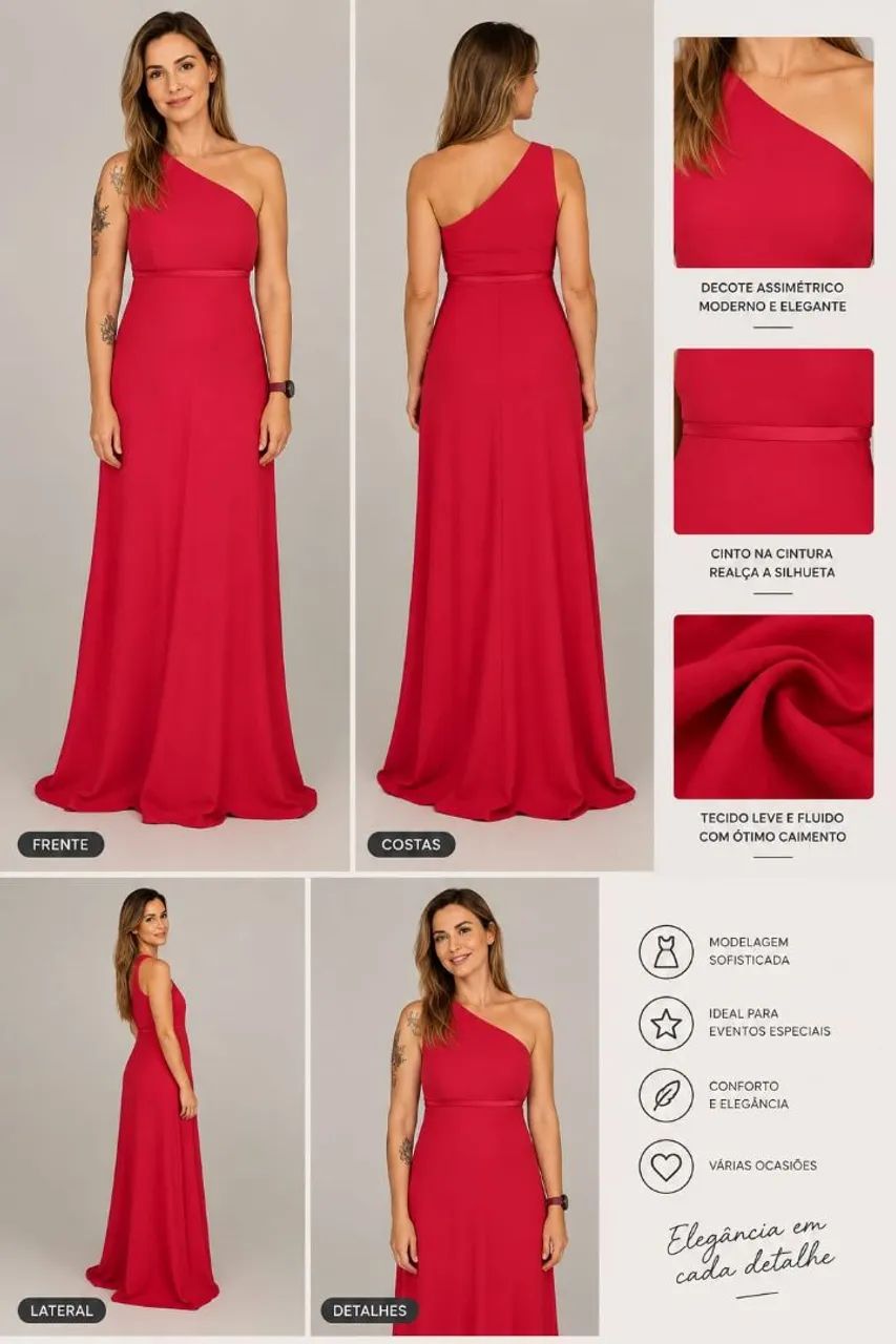 Vestido vermelho para altura de  1,80m  - Foto 4