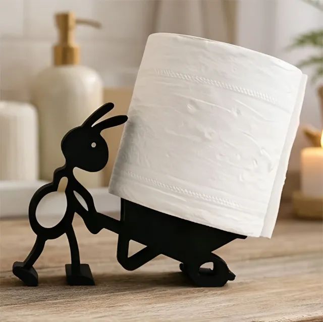 Kit Duas Formigas Suporte Papel Higiênico Ou Papel Toalha - Foto 3