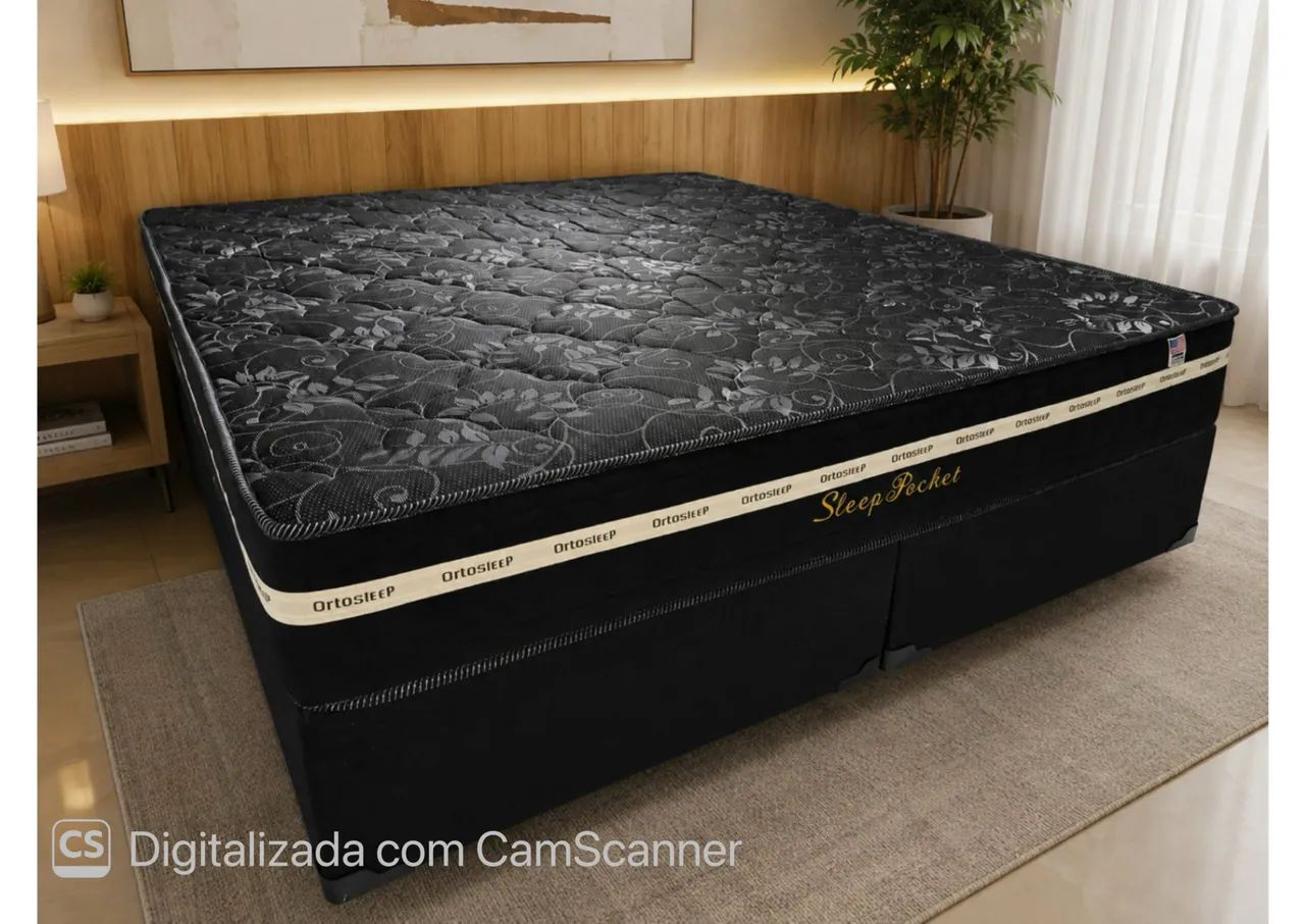 Cama box tamanho King size com mola ensacada