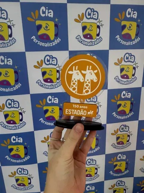 Troféu Personalizado acrilico com MDF - Redondo 9x14cm - Foto 3