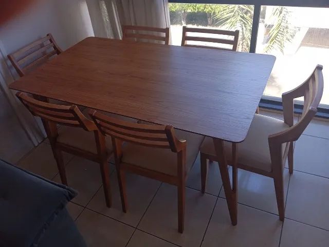 mesa de jantar lux com 6 cadeiras ( Madeira macica )  - Foto 2