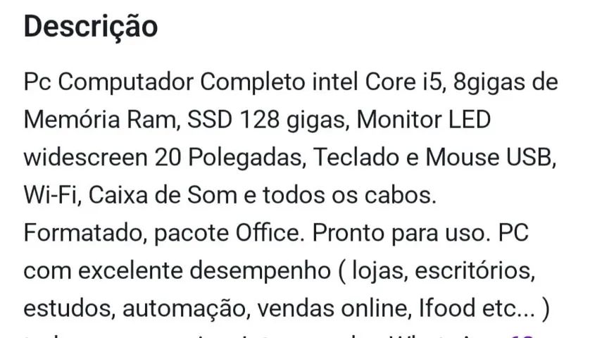PC Computador Completo i5/8gb/SSD128 - Foto 2