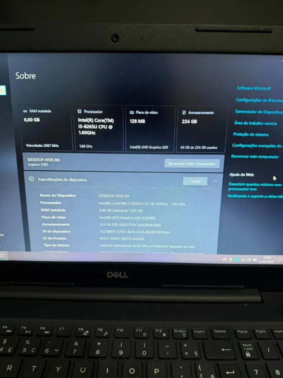? NOTEBOOK DELL INSPIRON 15 3583 | CORE i5 | 8GB RAM | SSD | + MOUSE DELL - Foto 4