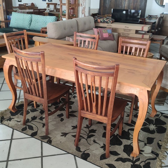 Mesa Pé Luis XV De Peroba Rosa  - Foto 4