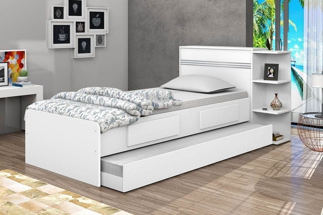 Quarto bicama solteiro com gavetas e baú  - Foto 2