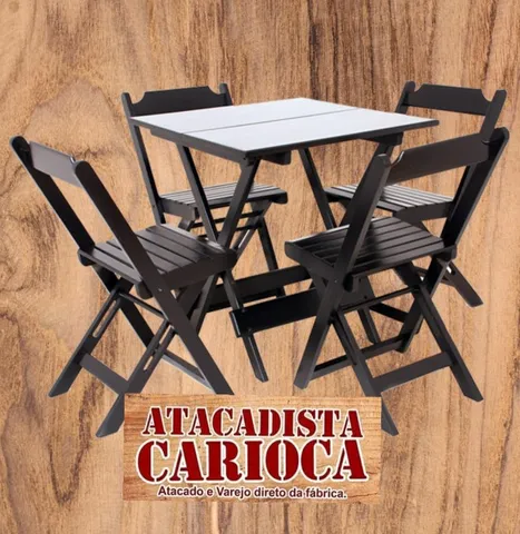 Jogo de mesa com 4 cadeiras de plástico - ATACADÃO DA BAIXADA