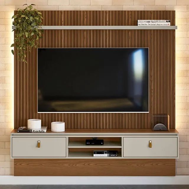 Painel Authentique para TV até 75 Polegadas Linea Freijó Off White - Foto 4